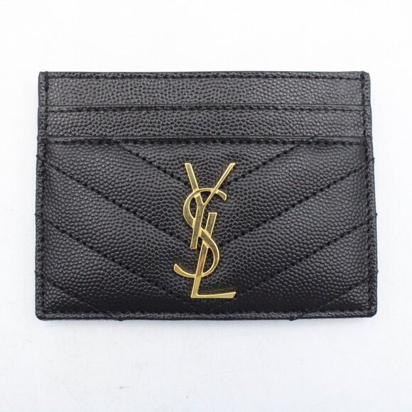 Saint Laurent Handbags - NWT Saint Laurent Cassandre Matelasse Card Case in Black Grain de Poudre Leather